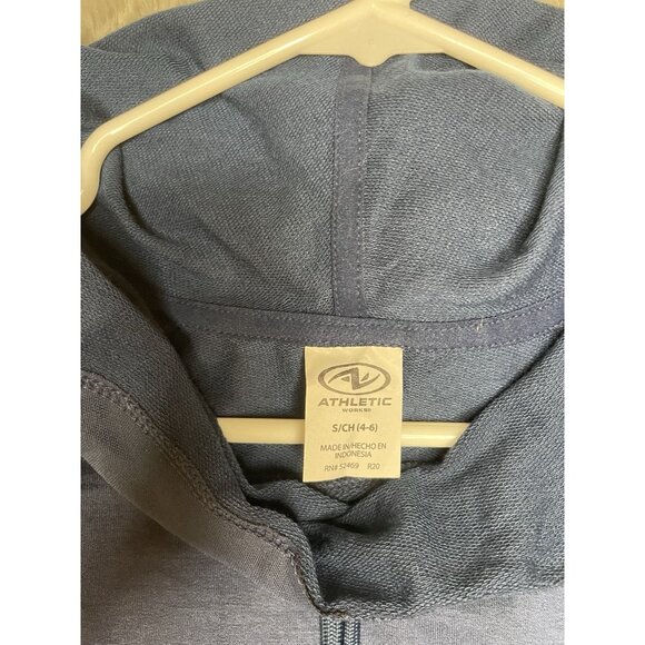 Athletic Works Women's French Terry Mock Neck Hoodie, Dark Navy Size S(4-6) - Picture 3 of 10